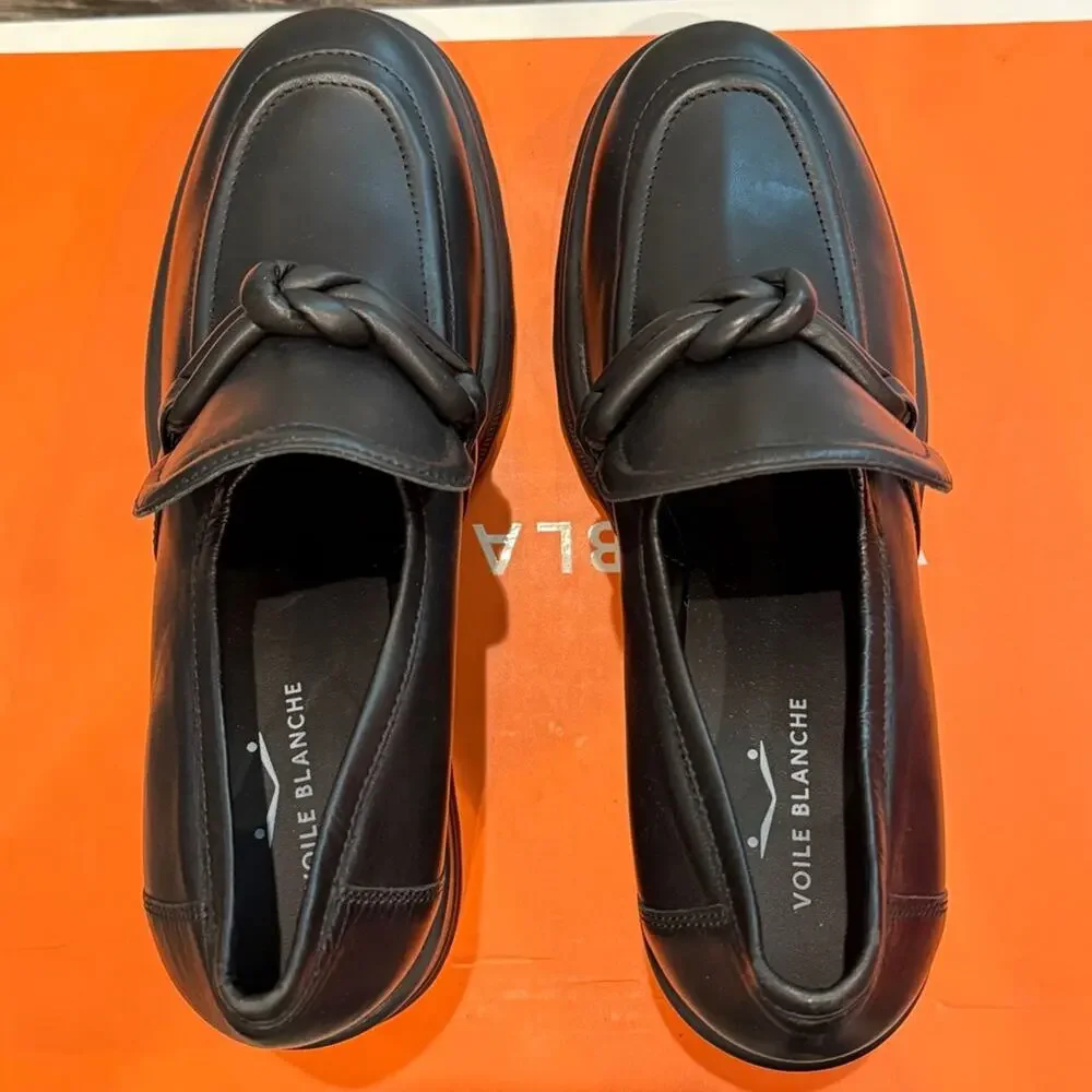 Voile Blanche Carine Nappa Loafers Black Shoes Women Size 40 Luxury Designer NIB - Picture 10 of 14
